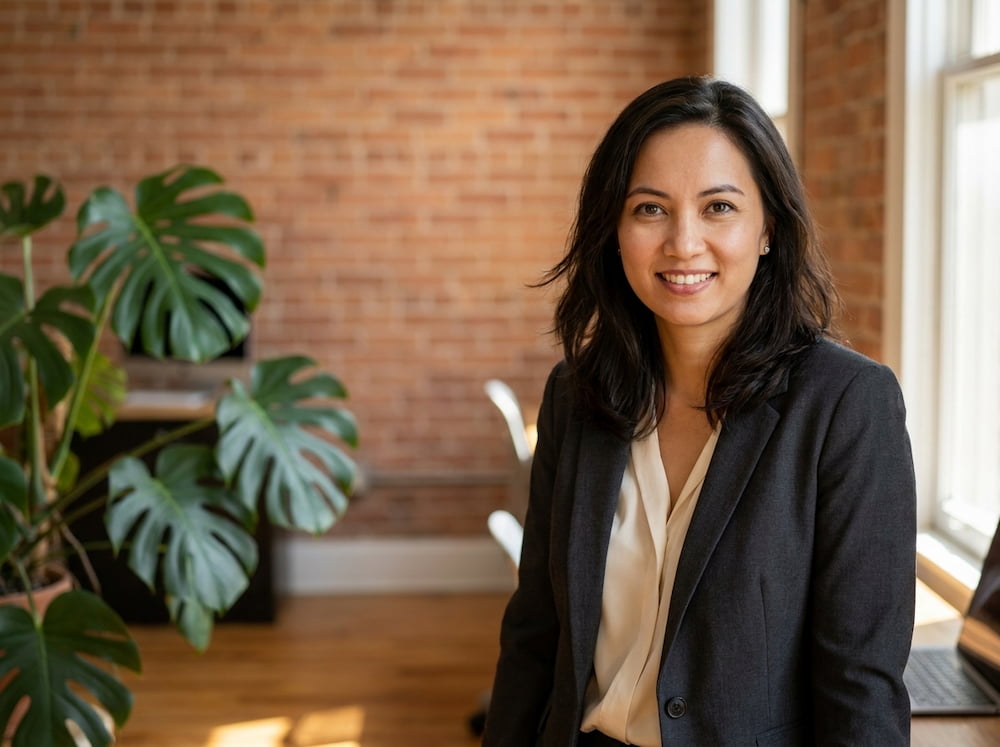 Adriana Reyes, Founder of Reyes Reputation Strategy, photographed in a Dallas Uptown co-working space